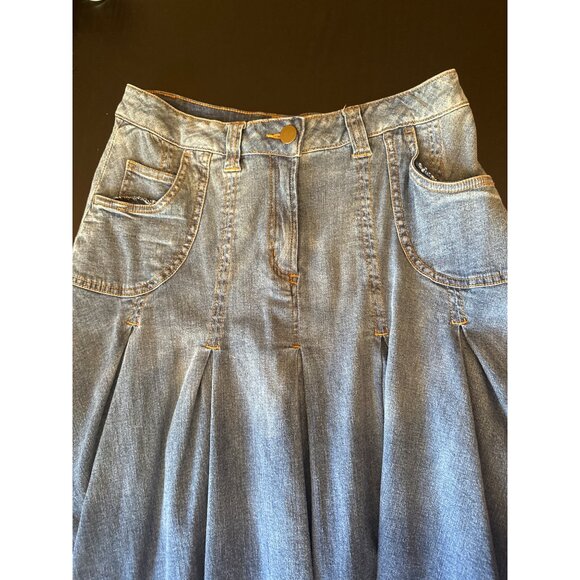 Soft Surroundings Medium Petite Tiered Denim Skirt Prairie Western Ranch - Picture 2 of 5
